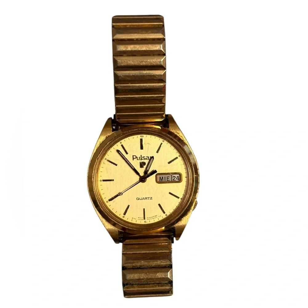 *As is* Vintage Pulsar Men’s Watch Y513-8029 Gold Tone Parts/Repair